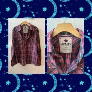 JACHS MEN’S LONG SLEEVE PLAID BUTTON DOWN, SIZE XL